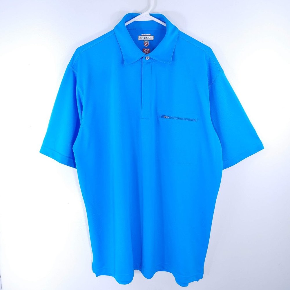 Antigua Desert Dry Golf Polo w/ Chest Zip Pocket